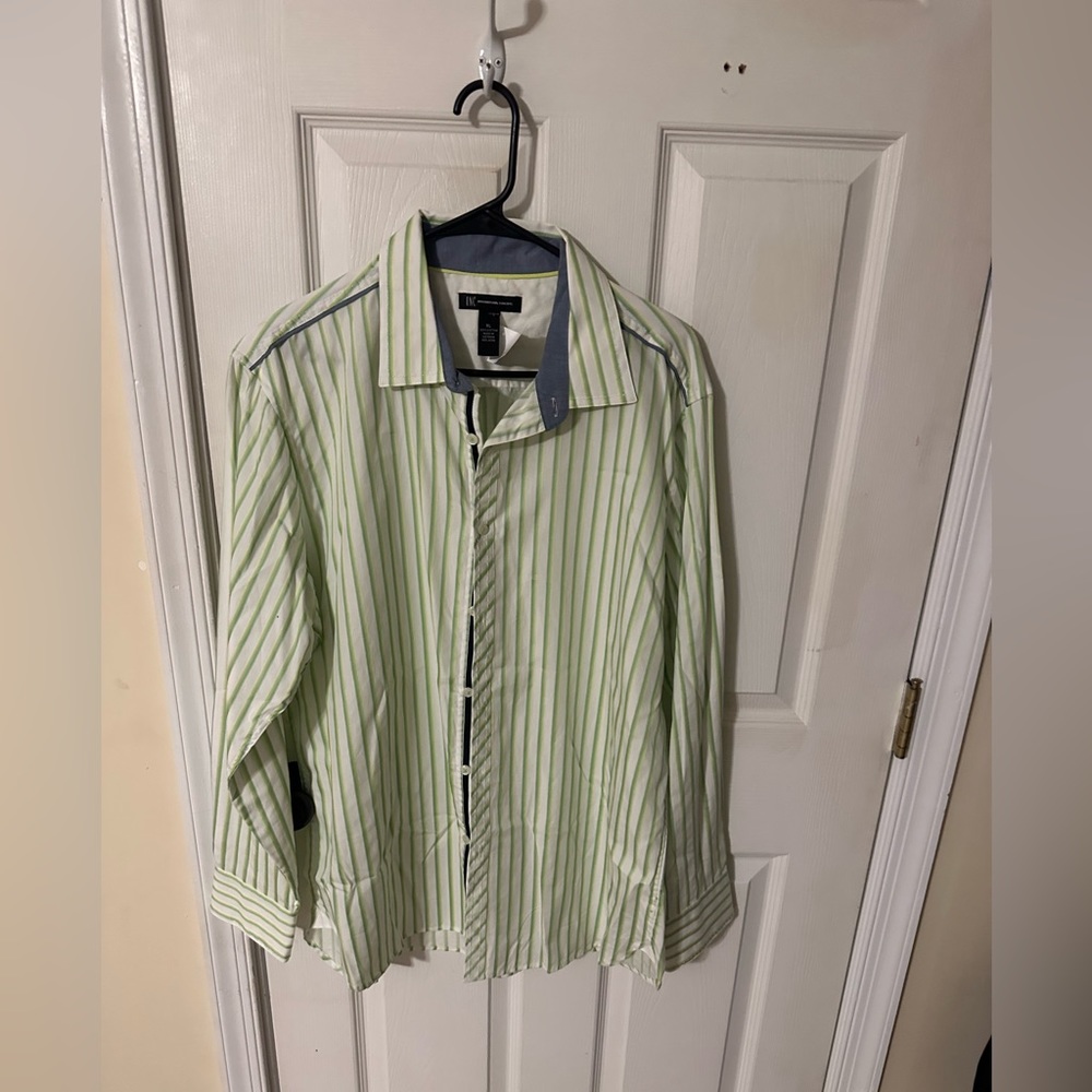 INC men’s button down shirt. Green and white.